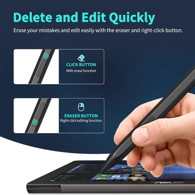 Alt view image 5 of 7 - Stylus Pen for ASUS Transformer/Mini/ASUS Zenbook Flip/Pro/ASUS Vivobook Flip/Pro/Duo/ASUS Notebook Rechargeable MPP 2.0 Tilt Pen with 4096 Pressure Sensitivity Hexagonal Pen Body Design Black