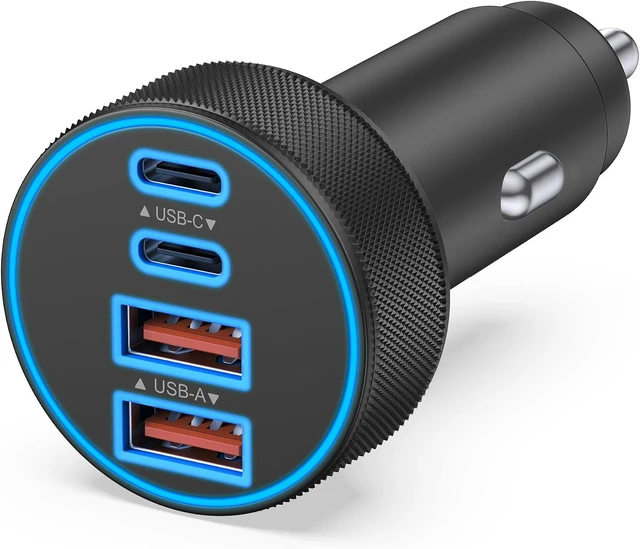 Main image of USB C Car Charger 4-Port 90W Super Fast Charging Cigarette Lighter Adapter