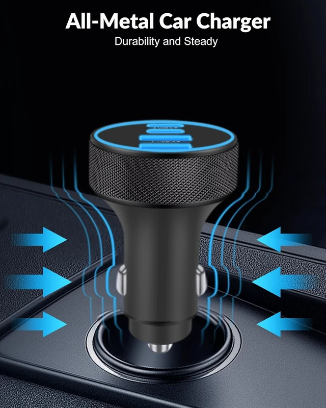 Alt view image 7 of 7 - USB C Car Charger 4-Port 90W Super Fast Charging Cigarette Lighter Adapter
