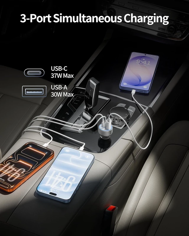 Alt view image 4 of 7 - for iPhone 18/17/16/15 Pro Max/Duo Car Charger 67W Fast USB C Car Charger