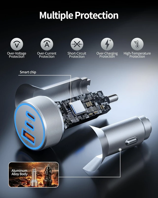 Alt view image 7 of 7 - for iPhone 18/17/16/15 Pro Max/Duo Car Charger 67W Fast USB C Car Charger