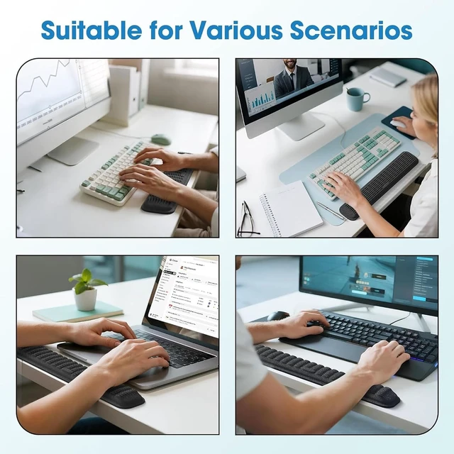 Alt view image 7 of 7 - Keyboard Wrist Rest Soft Memory Foam Wrist Support Keyboard Hand Rest Pad for Wrist Pain Relief Keyboard Wrist Guard for Long Hours of Work Gaming StudyingClassic Black
