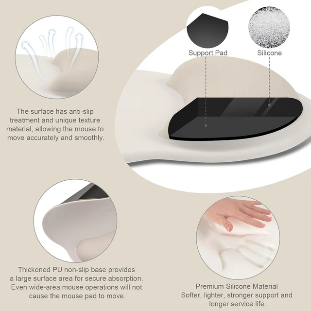 Alt view image 2 of 7 - Wrist Rest Support for Mouse Pad&Keyboard Set Khaki