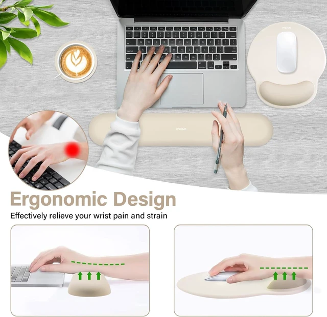 Alt view image 3 of 7 - Wrist Rest Support for Mouse Pad&Keyboard Set Khaki