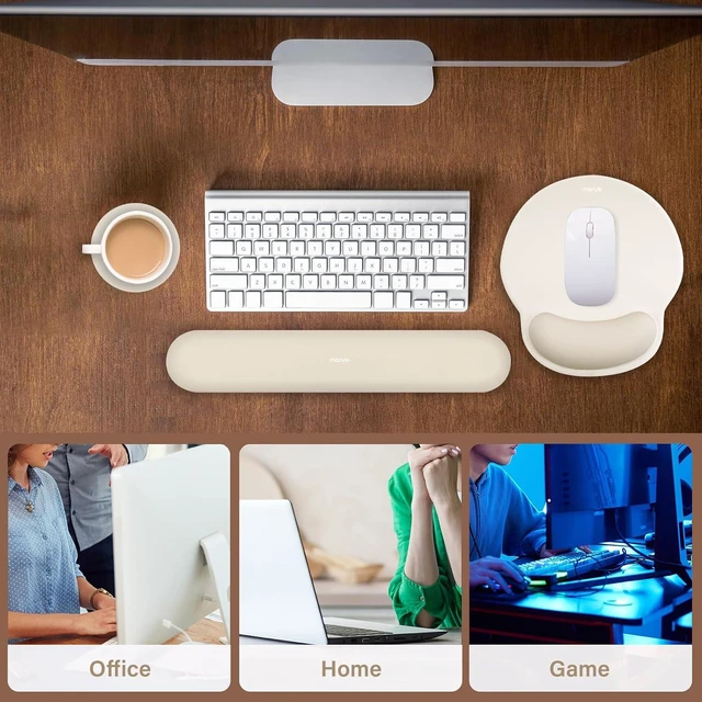 Alt view image 7 of 7 - Wrist Rest Support for Mouse Pad&Keyboard Set Khaki