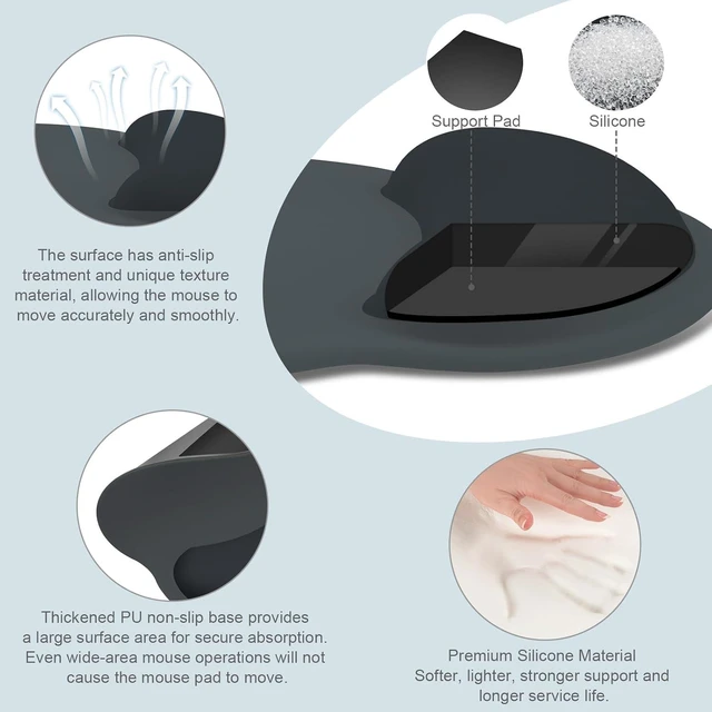 Alt view image 2 of 7 - Wrist Rest Support for Mouse Pad&Keyboard Set Slate Gray