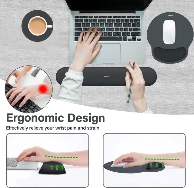 Alt view image 3 of 7 - Wrist Rest Support for Mouse Pad&Keyboard Set Slate Gray