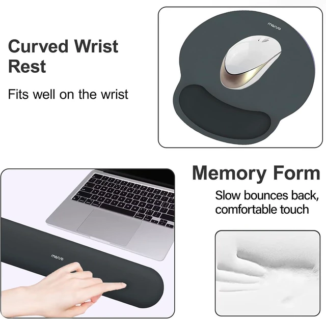 Alt view image 4 of 7 - Wrist Rest Support for Mouse Pad&Keyboard Set Slate Gray