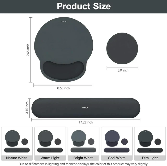 Alt view image 7 of 7 - Wrist Rest Support for Mouse Pad&Keyboard Set Slate Gray