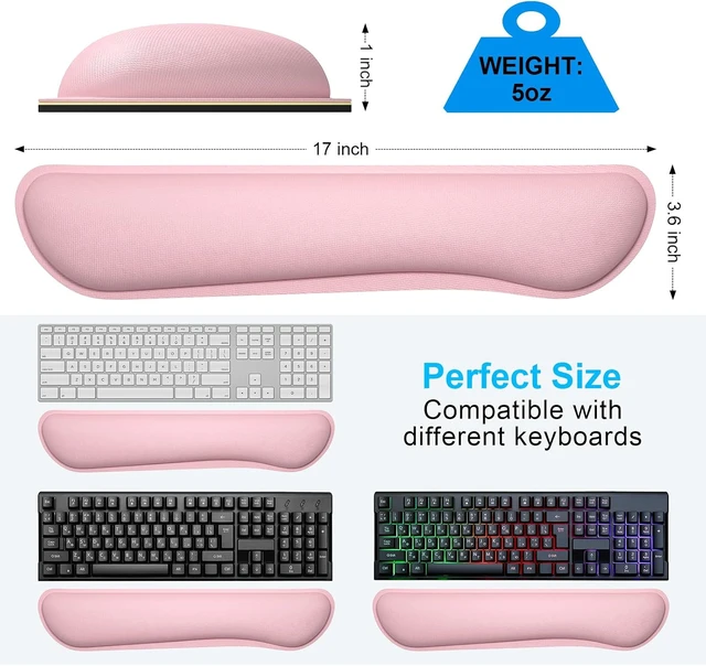 Alt view image 6 of 7 - Enlarge Keyboard Wrist Rest Cute Memory Foam Keyboard Wrist Cushion for Computer Desk Mats Support Typing Pain Relief Ergonomic Mouse Pad Rests with Non-Slip Base for Gaming Laptop Pink