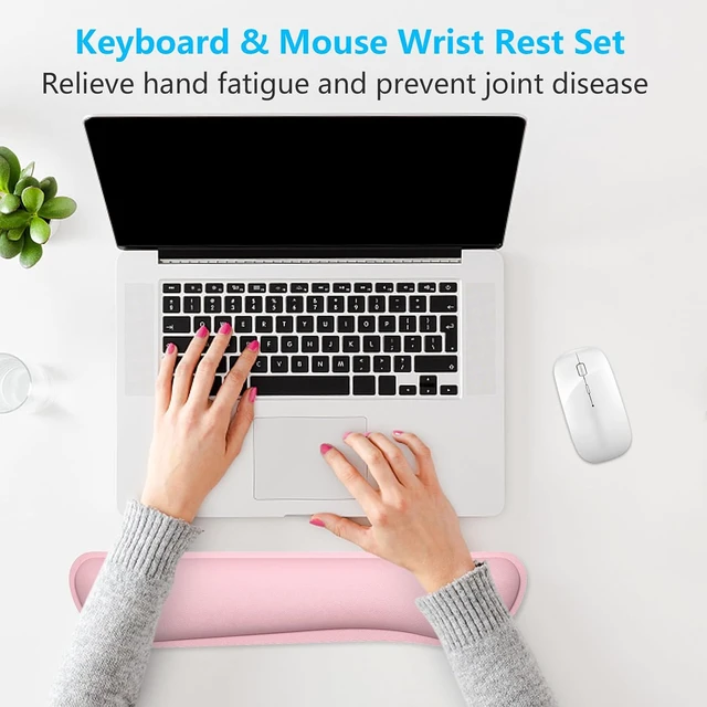 Alt view image 7 of 7 - Enlarge Keyboard Wrist Rest Cute Memory Foam Keyboard Wrist Cushion for Computer Desk Mats Support Typing Pain Relief Ergonomic Mouse Pad Rests with Non-Slip Base for Gaming Laptop Pink