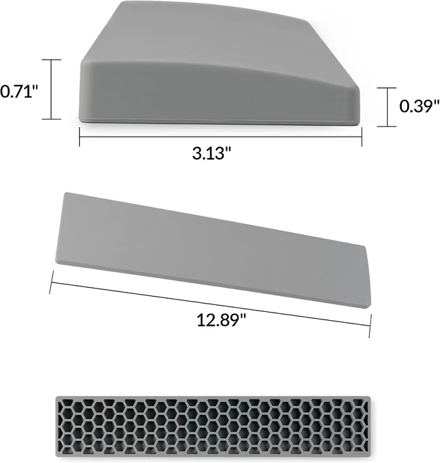 Alt view image 3 of 7 - Gray Silicone Wrist & Palm Rest 12.89 for 75% Compact Keyboard Series V1/V2/Q1/Q2 & Lemokey P1 (Pro/Max/HE) Anti-Slip Base Smooth & Soft Support