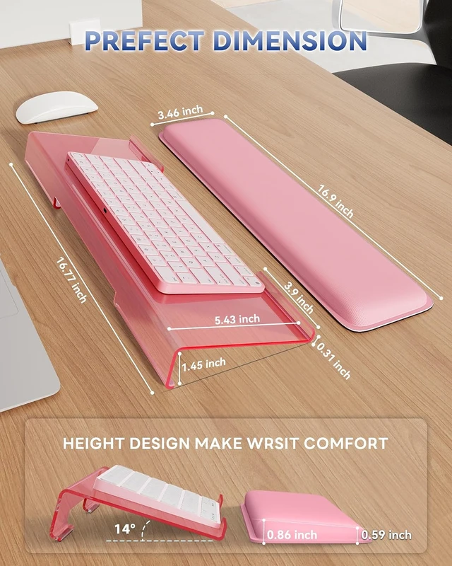 Alt view image 6 of 7 - Computer Keyboard Wrist Rest Keyboard Riser Stand for Desktop