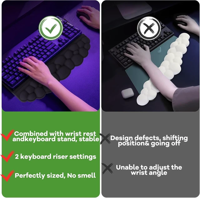 Alt view image 6 of 7 - Ergonomic Wrist Rest for Computer Keyboard and Mouse Cloud Keyboard Stand