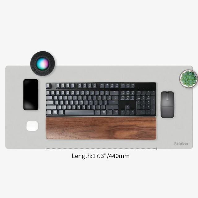 Alt view image 2 of 6 - Wooden Wrist Rest 17.3-inch Length and 20mm Thickness for Full-Sized Keyboard Palm Rest Ergonomic Design for Mechanical Gaming Keyboard Wipe Clean (Fullsize-440mm Walnut Wood)