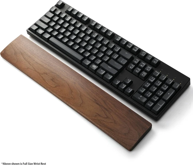 Alt view image 3 of 6 - Wooden Wrist Rest 17.3-inch Length and 20mm Thickness for Full-Sized Keyboard Palm Rest Ergonomic Design for Mechanical Gaming Keyboard Wipe Clean (Fullsize-440mm Walnut Wood)