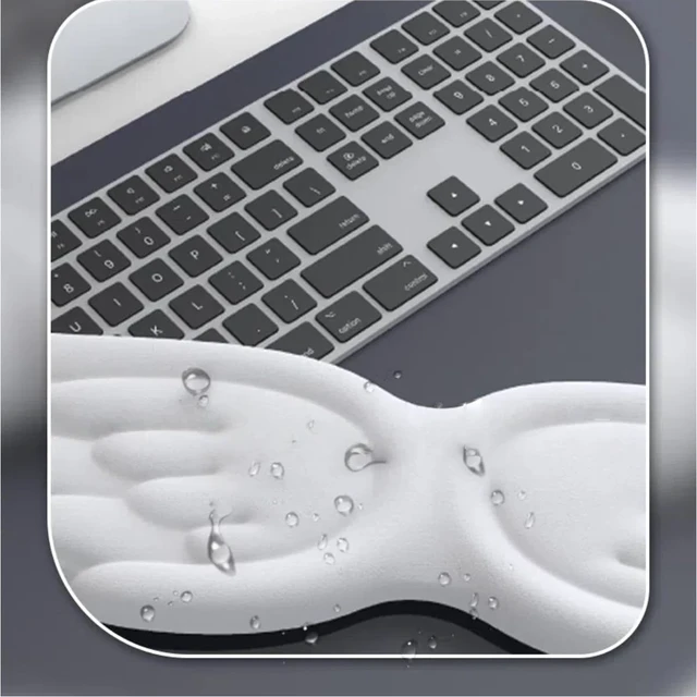 Alt view image 6 of 7 - inbesk Angel Wing Wrist Rest Ergonomic Memory Foam Wrist Rest for Computer Keyboard Mouse Set Cute Gaming Keyboard Cushion Hand Support PU Leather Surface Anti-Slip Waterproof White Angel Wing(white)