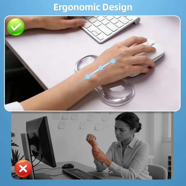 Alt view image 3 of 6 - Mouse Wrist Rest Pad Cool Gel Ergonomic Wrist Support with Non-Slip Base