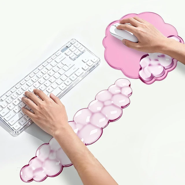 Main image of Gel Keyboard and Mouse Wrist Rest Set for Computer Pink