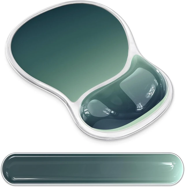 Main image of Ergonomic Mouse Pad and Keyboard Wrist Rest Set Gel Mousepad Green