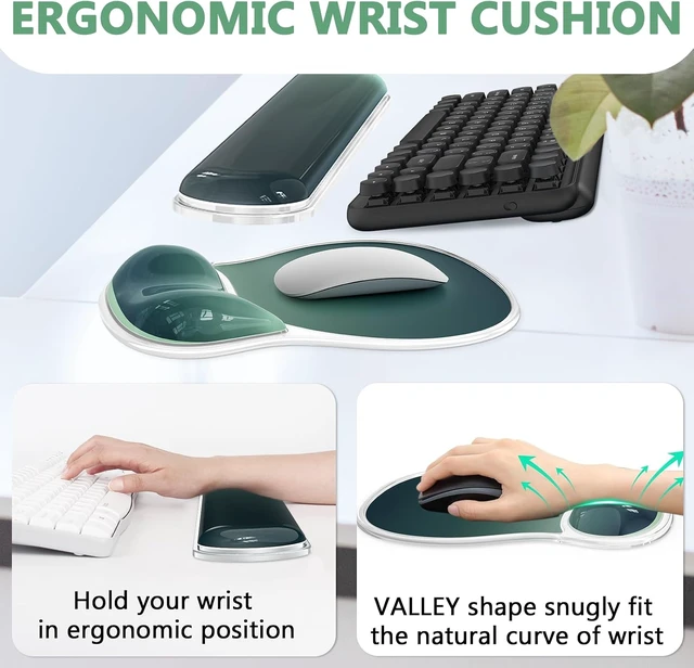Alt view image 2 of 7 - Ergonomic Mouse Pad and Keyboard Wrist Rest Set Gel Mousepad Green