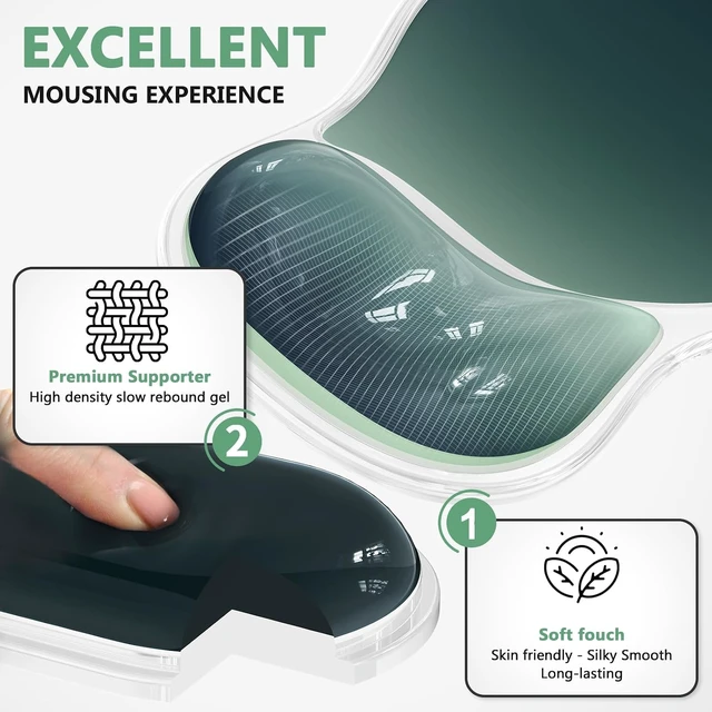 Alt view image 3 of 7 - Ergonomic Mouse Pad and Keyboard Wrist Rest Set Gel Mousepad Green