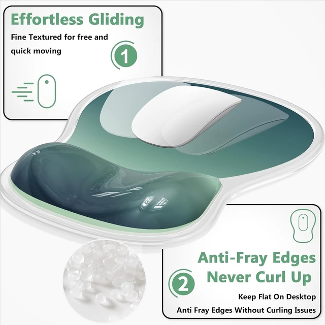 Alt view image 5 of 7 - Ergonomic Mouse Pad and Keyboard Wrist Rest Set Gel Mousepad Green
