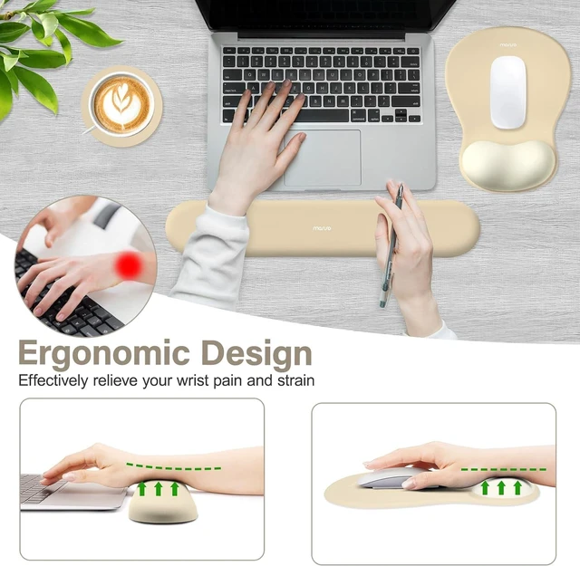 Alt view image 3 of 7 - Wrist Rest Support for Mouse Pad&Keyboard Set Khaki
