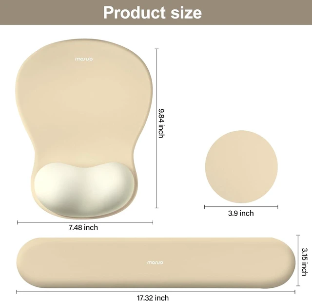 Alt view image 7 of 7 - Wrist Rest Support for Mouse Pad&Keyboard Set Khaki