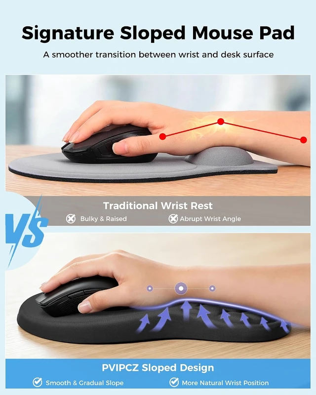 Alt view image 2 of 7 - Ergonomic Wrist Support Set for Keyboard and Mouse Sloped Mouse Pad