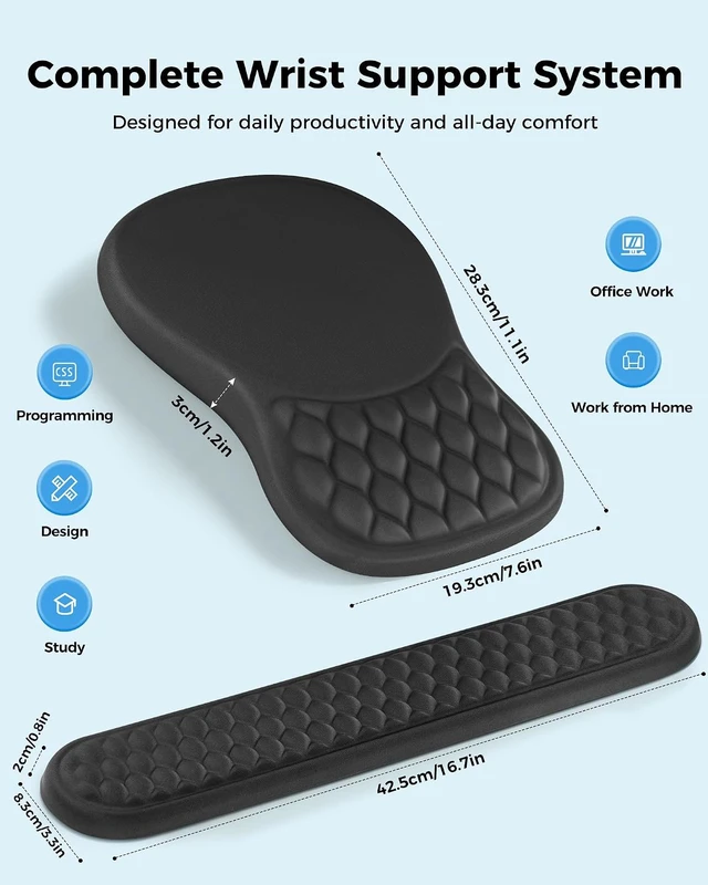 Alt view image 3 of 7 - Ergonomic Wrist Support Set for Keyboard and Mouse Sloped Mouse Pad