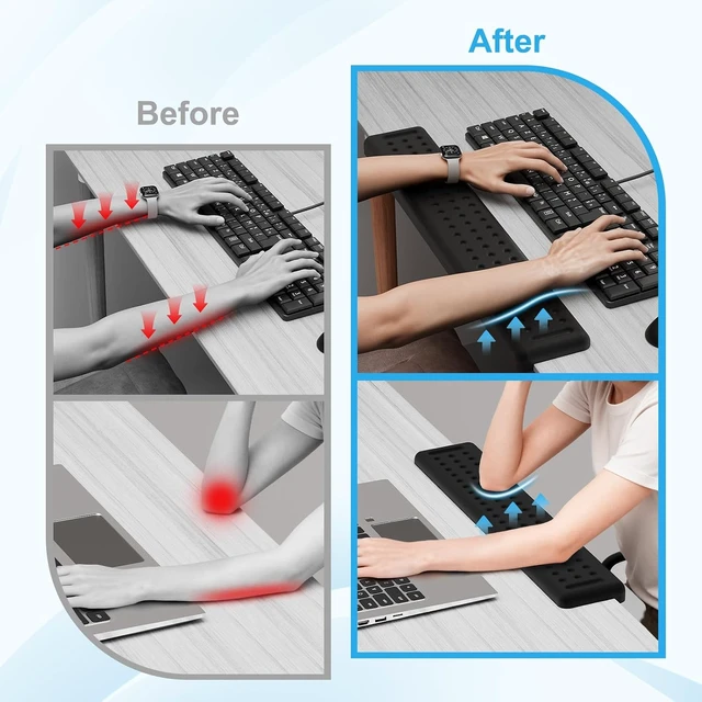Alt view image 3 of 7 - L-Shaped Desk Long Wrist Rest Elbow 60CM Black Arm Rest for Desk