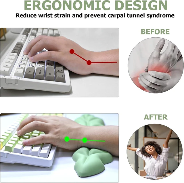 Alt view image 2 of 7 - Ergonomic Keyboard Wrist Rest Leaf Shape Wrist Rest for Computer Keyboard