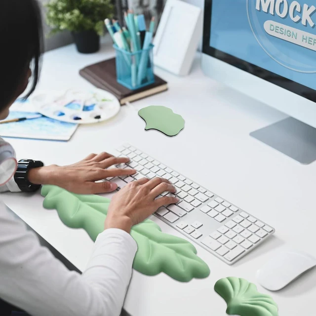 Alt view image 7 of 7 - Ergonomic Keyboard Wrist Rest Leaf Shape Wrist Rest for Computer Keyboard