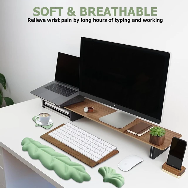Alt view image 6 of 7 - Ergonomic Keyboard Wrist Rest Leaf Shape Wrist Rest for Computer Keyboard