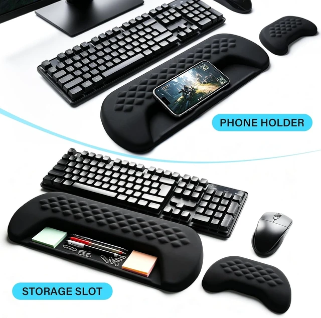Alt view image 2 of 7 - Wrist Rest for Keyboard and Mouse Soft Memory Foam Wrist Rest Black