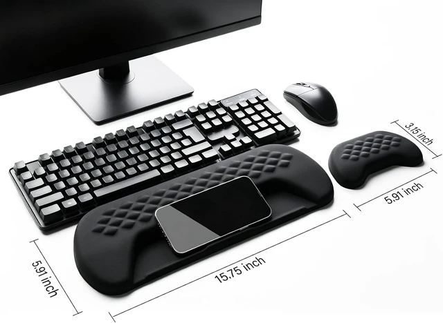Alt view image 7 of 7 - Wrist Rest for Keyboard and Mouse Soft Memory Foam Wrist Rest Black
