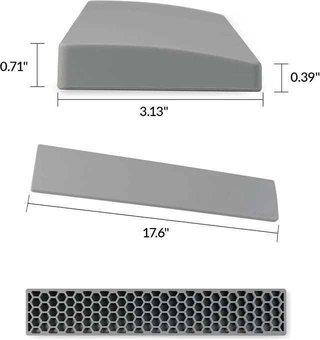 Alt view image 2 of 2 - Gray Silicone Wrist & Palm Rest 17.6 Full Size for K10 Pro / K10 Max / Q6 / Q6 Pro / Q6 Max / Q6 HE / V6 / V6 Max Full Honeycomb Anti-Slip Base Smooth & Soft Typing Support