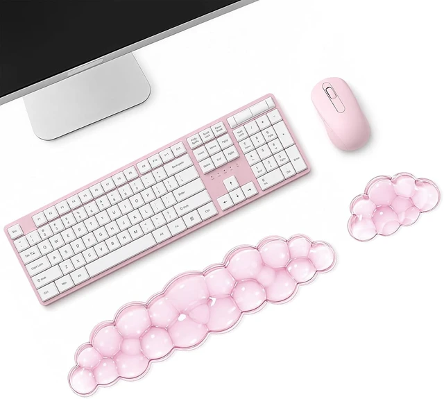 Main image of Moko Gel Cloud Wrist Rest for Keyboard and Mouse Clear Pink