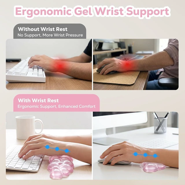 Alt view image 3 of 7 - Moko Gel Cloud Wrist Rest for Keyboard and Mouse Clear Pink