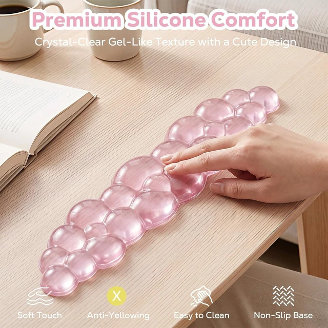 Alt view image 4 of 7 - Moko Gel Cloud Wrist Rest for Keyboard and Mouse Clear Pink