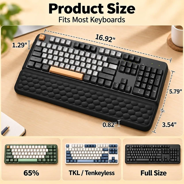 Alt view image 5 of 7 - Keyboard Wrist Rest Stand Pad Soft Memory Foam Ergonomic Computer Wrist Support Keyboard Riser Hand Rest Cushion Holder Gaming Typing Coding Desk Accessories for Home Office SchoolBlack
