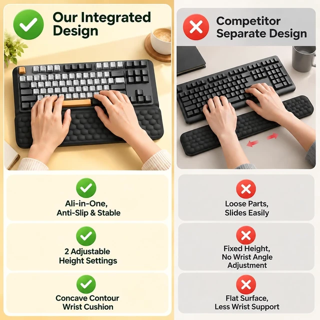 Alt view image 7 of 7 - Keyboard Wrist Rest Stand Pad Soft Memory Foam Ergonomic Computer Wrist Support Keyboard Riser Hand Rest Cushion Holder Gaming Typing Coding Desk Accessories for Home Office SchoolBlack