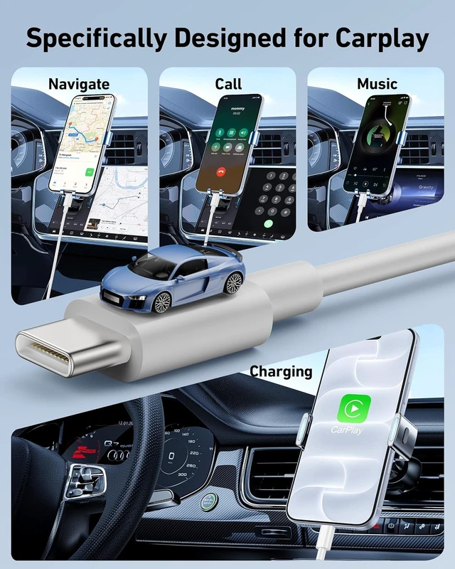Alt view image 3 of 7 - Car Carplay Cable for iPhone 18/18 Pro Max/17/16/15 Pro Max Charger Cord