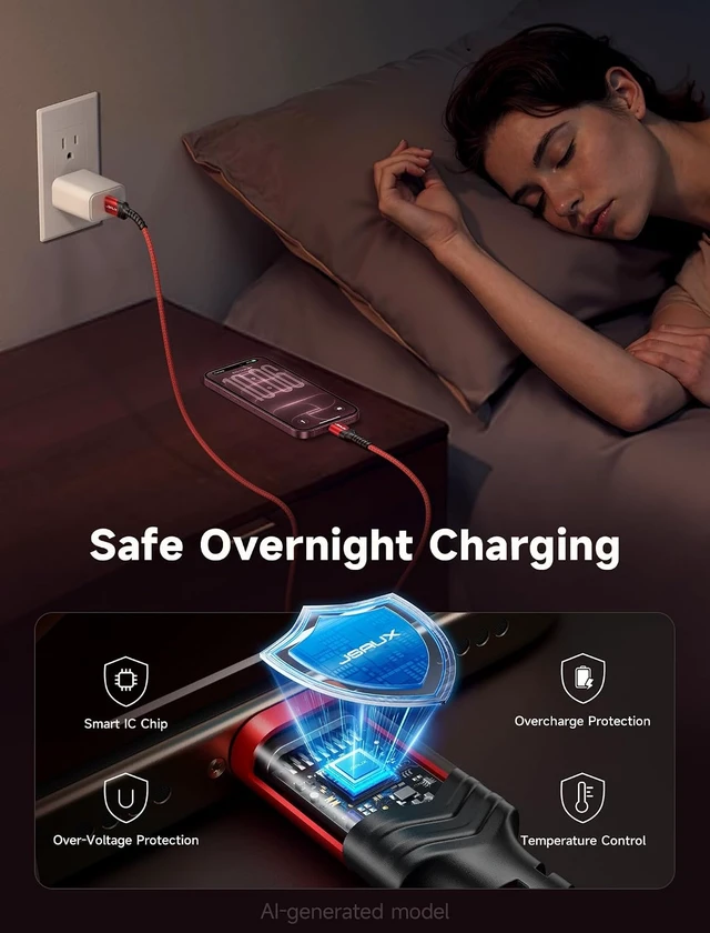 Alt view image 6 of 7 - for iPhone 18 17 Pro Charger Cable 6.6ft/2-Pack USB to USB C-Red