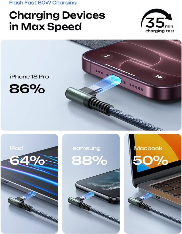 Alt view image 7 of 7 - USB C to USB C Cable (60W 2Pack 6.6ft) C to C Cable Fast Charging