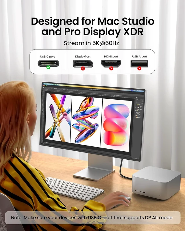 Alt view image 2 of 7 - Silkland USB C Monitor Display Cable 15FT, 8K@30Hz, 4K@144Hz/120Hz, 4K@60Hz