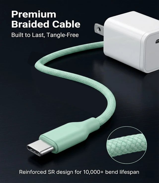 Alt view image 6 of 7 - 30W USB C Fast Charger PD PPS Charger 3 Cables Green