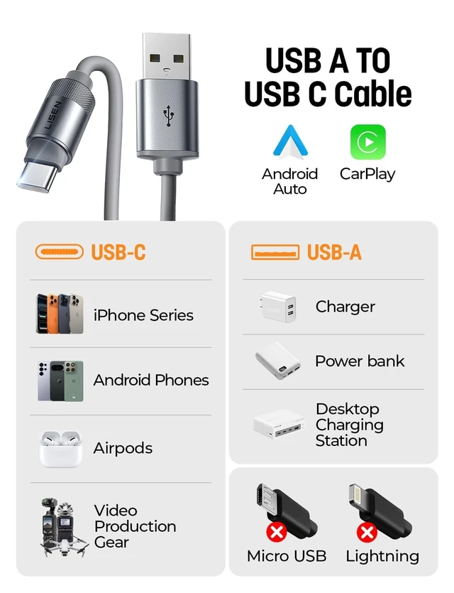 Alt view image 7 of 7 - Coiled USB C Cable USB A to USB C Cable 2 Pack Type C Charger Cord