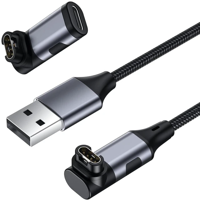 Main image of for Garmin Watch Charger Cable & USB C to Garmin Charger Adapter L-Shape